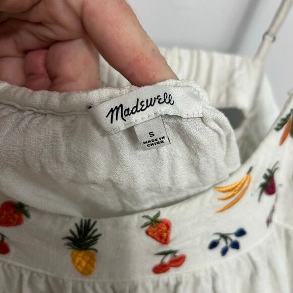 Madewell Fresca Fruit Embroidered Cami White Midi Dress Women’s Size Small - Picture 7 of 10